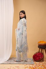 Azure Floral Block-Print Suit Kurta Set - Image 5