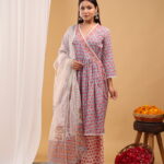 Blush Bloom Printed Kurta Set with Dupatta