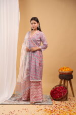 Blush Bloom Printed Kurta Set with Dupatta - Image 5