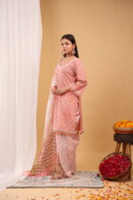 Rosé Charm Printed Kurta Palazzo Set with Dupatta - Image 2