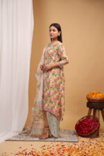 Sunlit Garden Floral Kurta Set with Printed Dupatta - Image 3