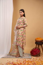 Sunlit Garden Floral Kurta Set with Printed Dupatta - Image 4