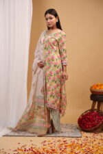 Sunlit Garden Floral Kurta Set with Printed Dupatta - Image 5