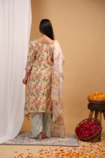 Sunlit Garden Floral Kurta Set with Printed Dupatta - Image 6