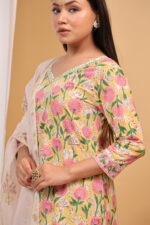 Sunlit Garden Floral Kurta Set with Printed Dupatta - Image 7