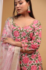 Blush Garden Floral Printed Kurta Set with Dupatta - Image 2