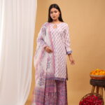 Lavender Paisley Charm Kurta Palazzo Set with Dupatta