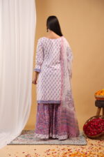 Lavender Paisley Charm Kurta Palazzo Set with Dupatta - Image 6