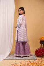 Lavender Paisley Charm Kurta Palazzo Set with Dupatta - Image 7