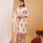 Ivory Blossom Printed Kurta Set with Dupatta