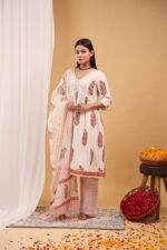 Ivory Blossom Printed Kurta Set with Dupatta