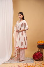 Ivory Blossom Printed Kurta Set with Dupatta - Image 5