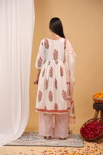 Ivory Blossom Printed Kurta Set with Dupatta - Image 3