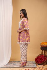 Rosewood Garden Printed Kurta Palazzo Set with Dupatta - Image 4