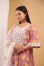 Rosewood Garden Printed Kurta Palazzo Set with Dupatta - Image 6