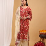 Ruby Garden Floral Straight Kurta Set with Dupatta