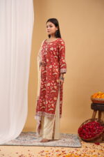 Ruby Garden Floral Straight Kurta Set with Dupatta - Image 5