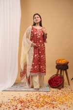 Ruby Garden Floral Straight Kurta Set with Dupatta - Image 2