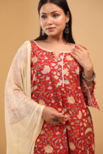 Ruby Garden Floral Straight Kurta Set with Dupatta - Image 3