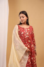 Ruby Garden Floral Straight Kurta Set with Dupatta - Image 8