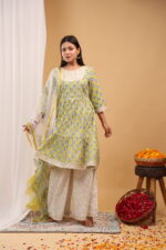 Sunshine Bloom Tiered Kurta Set with Dupatta - Image 4