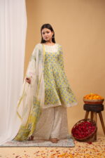 Sunshine Bloom Tiered Kurta Set with Dupatta - Image 2