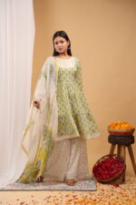 Sunshine Bloom Tiered Kurta Set with Dupatta - Image 2