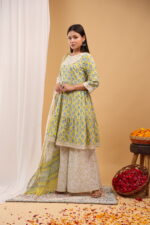 Sunshine Bloom Tiered Kurta Set with Dupatta - Image 3