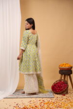Sunshine Bloom Tiered Kurta Set with Dupatta - Image 5