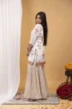 Ivory Blossom Printed Kurta & Sharara Set with Dupatta - Image 5