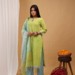 Lime Breeze Printed Straight Kurta Set with Dupatta
