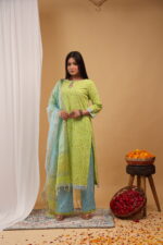 Lime Breeze Printed Straight Kurta Set with Dupatta