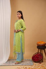 Lime Breeze Printed Straight Kurta Set with Dupatta - Image 3