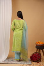 Lime Breeze Printed Straight Kurta Set with Dupatta - Image 4