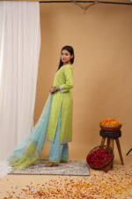 Lime Breeze Printed Straight Kurta Set with Dupatta - Image 6