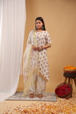 Ivory Meadow Printed Straight Kurta Set with Dupatta