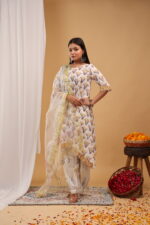 Ivory Meadow Printed Straight Kurta Set with Dupatta - Image 3