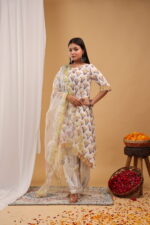 Ivory Meadow Printed Straight Kurta Set with Dupatta - Image 3