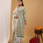 Floral Jaal Block-Printed Cotton Kurta Set with Dupatta
