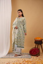 Floral Jaal Block-Printed Cotton Kurta Set with Dupatta