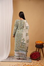 Floral Jaal Block-Printed Cotton Kurta Set with Dupatta - Image 3