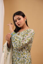 Floral Jaal Block-Printed Cotton Kurta Set with Dupatta - Image 5