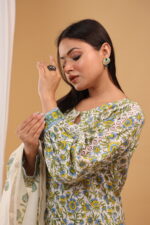 Floral Jaal Block-Printed Cotton Kurta Set with Dupatta - Image 6