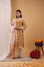 Mustard Floral Angrakha Set - Image 2