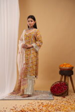 Mustard Floral Angrakha Set - Image 3