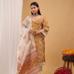 Mustard Floral Angrakha Set