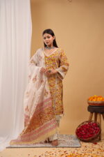 Mustard Floral Angrakha Set