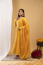 Mustard Floral Printed Angrakha Set - Image 5