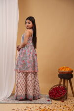 Blush Sky Floral Keyhole Kurta Sharara Set with Dupatta - Image 2