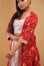 Crimson Bloom 3-Piece Co-Ord Set with Printed Jacket - Image 5